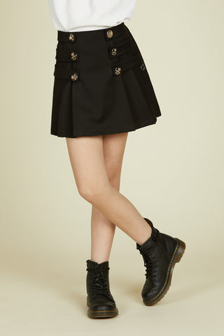 ANNA skirt with pleats and martingale with buttons