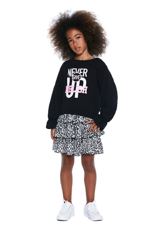 FARTEXIS sweatshirt with long, wide sleeves and ruching and ruffles with a print and glitter relish