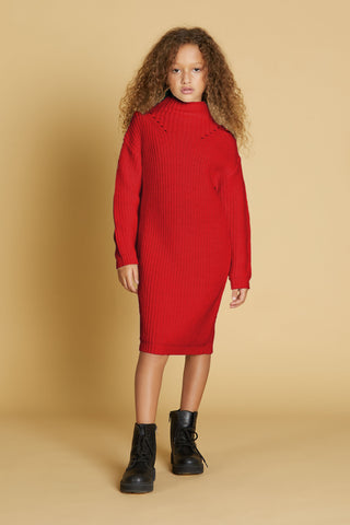 Mini-Dress MARSIC short tricot high collar with buttons and openwork