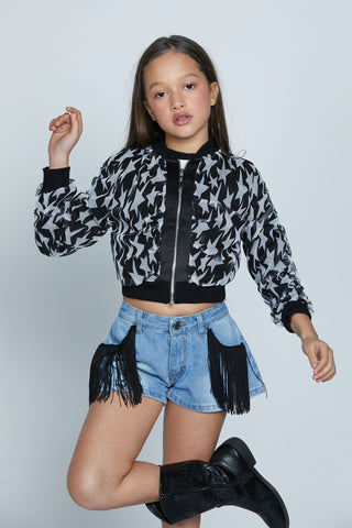 Giubbino CRINUM corto manica lunga fantasia tulle stelle