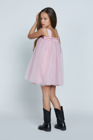 Abito VINE corto profili raso con balze tulle