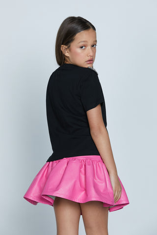 T-shirt ERI mezza manica con applicazione spalle cabochon