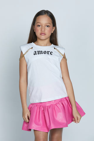 T-shirt MASAE senza maniche con stampa più spalline più catene