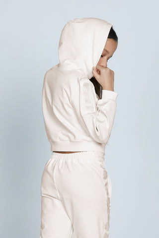 CLIVIA long-sleeved sweatshirt with relish logo bands plus buttoned flaps and hood