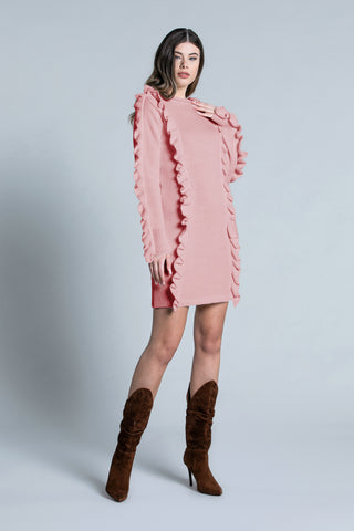 Abito SCOTTE corto manica lunga con rouches