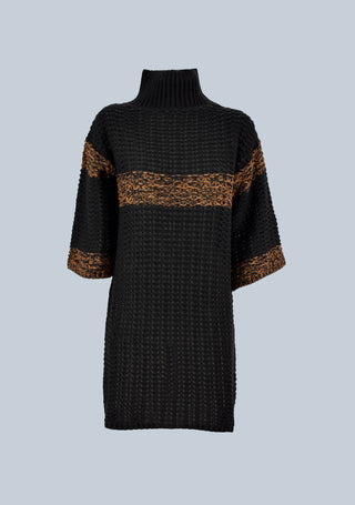 Abito SHEN corto maniche a 3/4 collo alto f.do asimmetrico