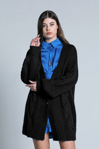 TOSHO long sleeve balloon cardigan with buttons and braids