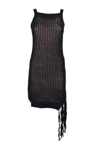 Abito TREMUS corto S/M con spacco più frange  più FODERA rete nido d'ape