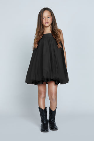 Abito VINE corto profili raso con balze tulle