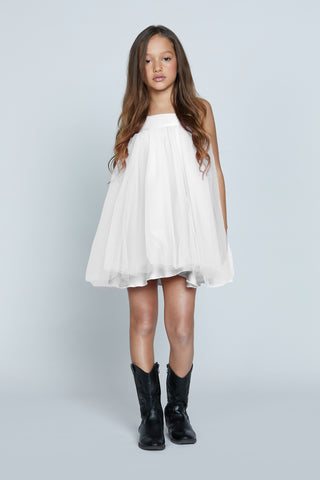 Abito VINE corto profili raso con balze tulle