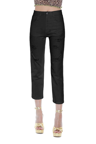 Panta ZANIAH_A vita alta capri 5 ts con rotture drill