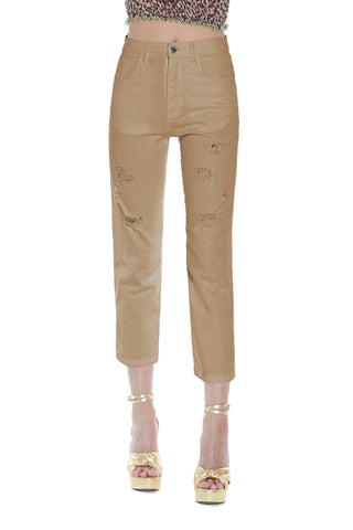 Panta ZANIAH_A vita alta capri 5 ts con rotture drill