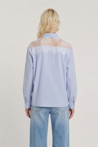 Camicia THERON maniche lunghe con inserti pizzo sulle spalle più fondo righe