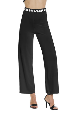 ANTIMONITE high-waisted palazzo trousers with logo strap