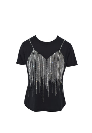 ARAS half-sleeved T-shirt with top-effect rhinestones