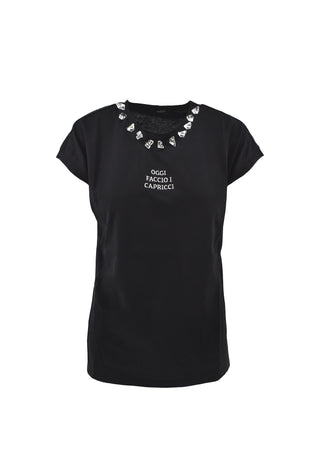 ARIES half-sleeved t-shirt with embroidery and crystal application