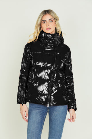 AULA_BOREALIS long-sleeved down jacket with hood plus zip and vinyl pockets