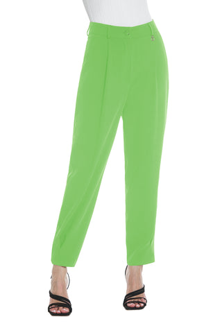 AURORAS high-waisted trousers with logo belt plus French pockets plus pleats plus kissed pleat