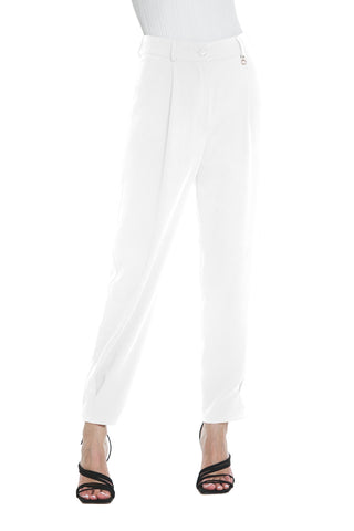 AURORAS high-waisted trousers with logo belt plus French pockets plus pleats plus kissed pleat