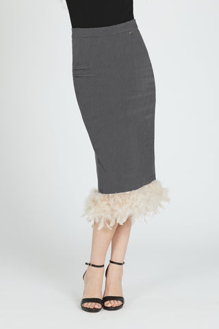 BAINTH high waist midi skirt with feathers