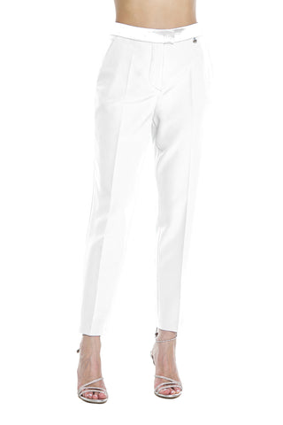 BOJI trousers with hook plus pocket, straight leg, satin inserts