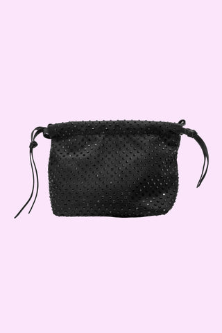 DIAMOND bucket bag with 1 eco-leather handle plus chain shoulder strap plus neoprene rhinestones.