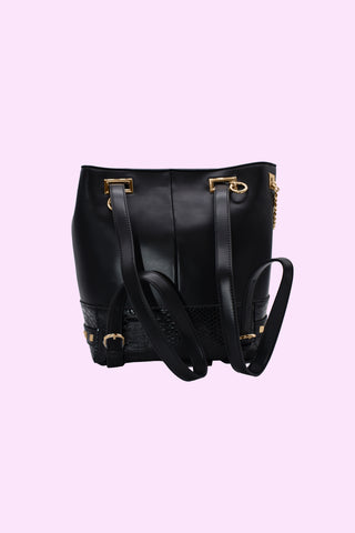 PYTHON_SECCHIELLO bag backpack with chains plus logo details plus eco-leather studs