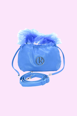 TULITE bag with shoulder strap and faux leather tulle handle
