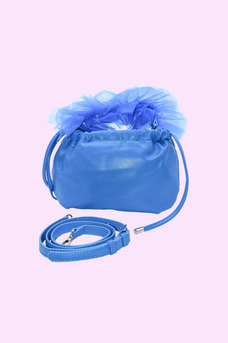 TULITE bag with shoulder strap and faux leather tulle handle