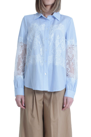 Camicia DEANNA manica lunga con inserti pizzo righe