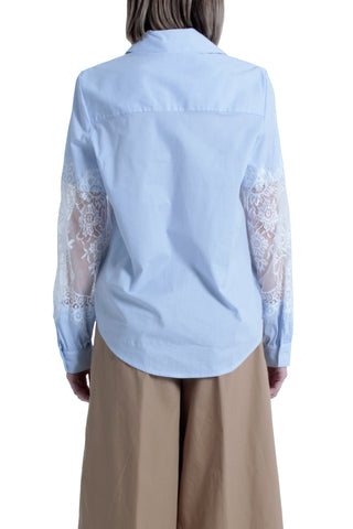 Camicia DEANNA manica lunga con inserti pizzo righe