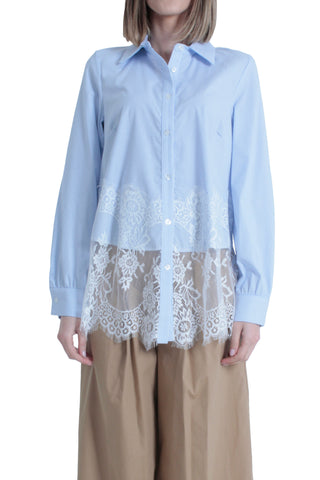 Camicia GOLDIE manica lunga righe con inserti pizzo
