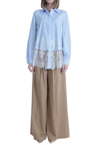 Camicia GOLDIE manica lunga righe con inserti pizzo