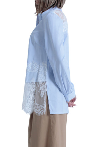 Camicia GOLDIE manica lunga righe con inserti pizzo