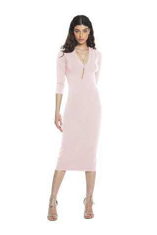 CELESTINA midi dress, 3/4 m, v-neck with necklace and pendants