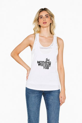 LILAC tank top doubled front with chain application plus rubberized print