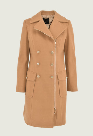 CISEI double-breasted long-sleeved coat with zip, buttons and pockets