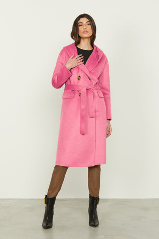 CONAN long sleeve double breasted coat with pockets plus flaps and unlined hood