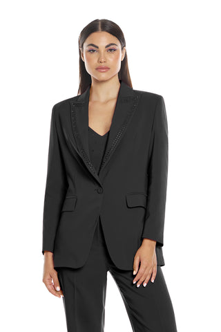 COVELLINA long-sleeved jacket with 1 button and lapel flaps with rhinestones