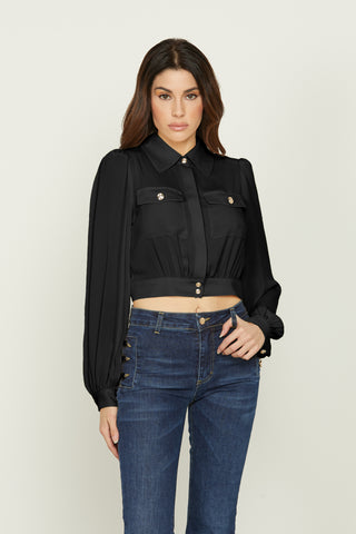 CYRENE long sleeve shirt with pockets and elasticated back