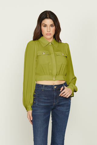 CYRENE long sleeve shirt with pockets and elasticated back