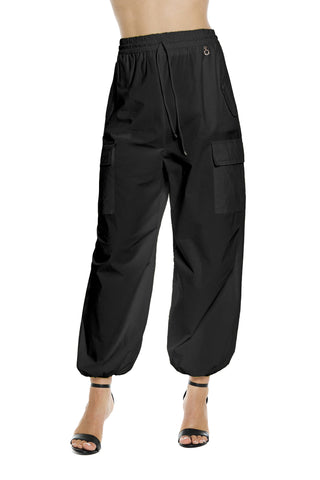 EMIMORFITE high-waisted trousers with elastic plus drawstring plus large pockets with elastic bottom