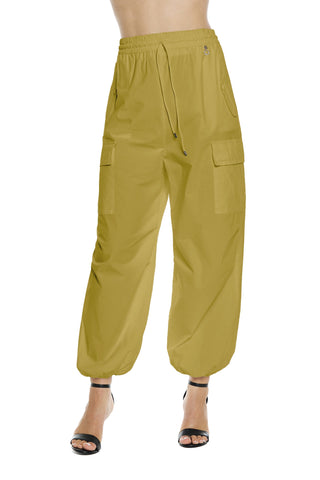 EMIMORFITE high-waisted trousers with elastic plus drawstring plus large pockets with elastic bottom