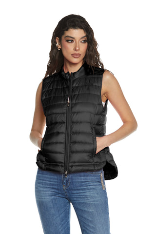 GYALANA sleeveless down jacket with zip plus pockets plus drawstring plus superl asymmetric bag