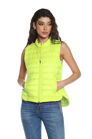 GYALANA sleeveless down jacket with zip plus pockets plus drawstring plus superl asymmetric bag