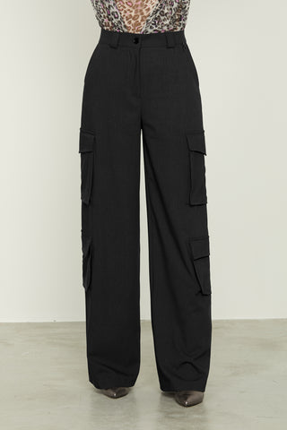 JUBOX high-waisted palazzo trousers with large pockets and elasticated waist