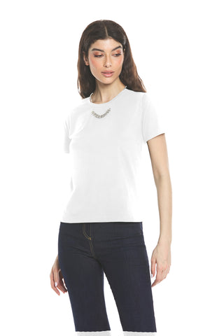 KAFFIRLIME half sleeve t-shirt with rhinestone necklace/laces