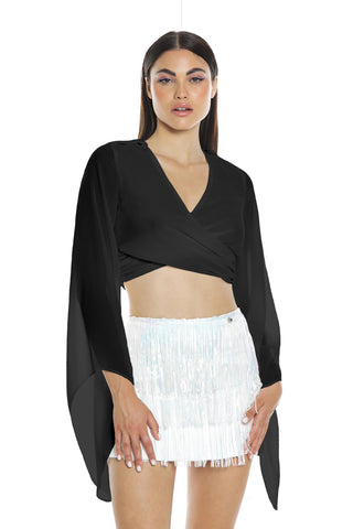 KEENE long-sleeved Renaissance sc.v crossover blouse with lace on the back and zip on the back