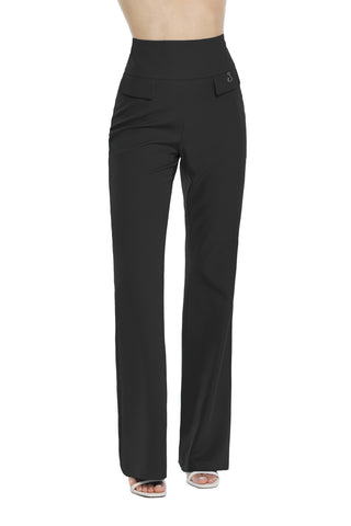 LABRA high-waisted flared trousers with high bustier and flaps