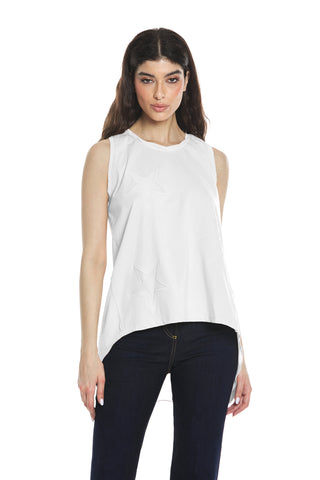 NARCISOS tank top with wide waistband plus star embroidery plus georgette inserts